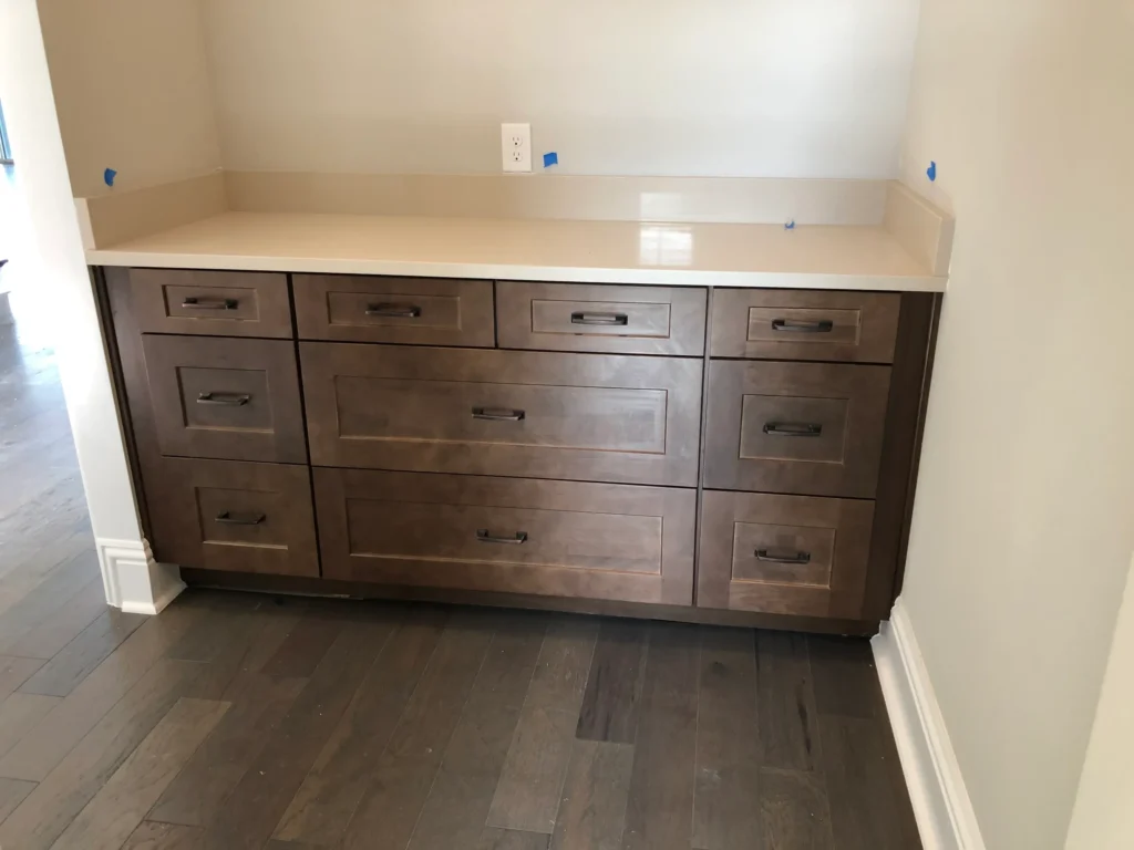 Custom wood cabinets installed in home